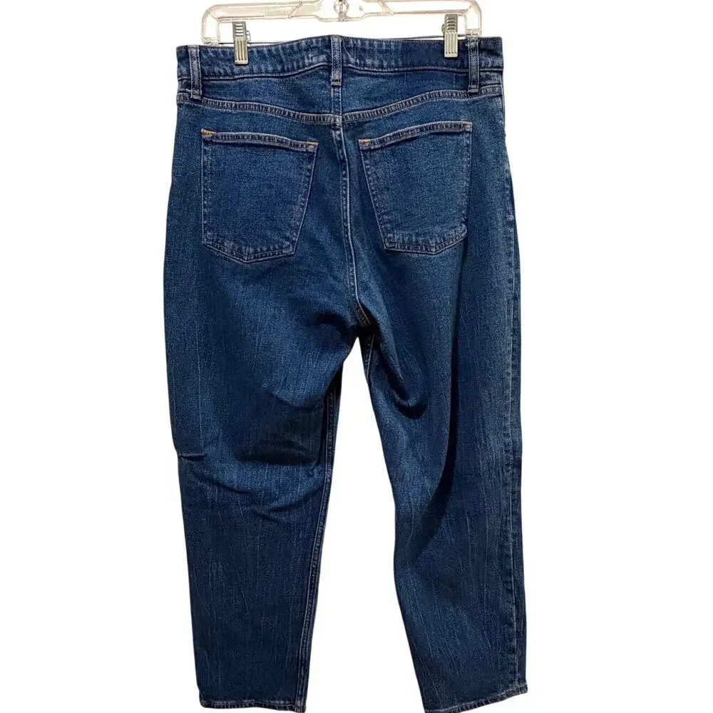 Abercrombie & Fitch High Rise Mom Jeans Medium Wash Cropped Size 31 (12) - Picture 4 of 6